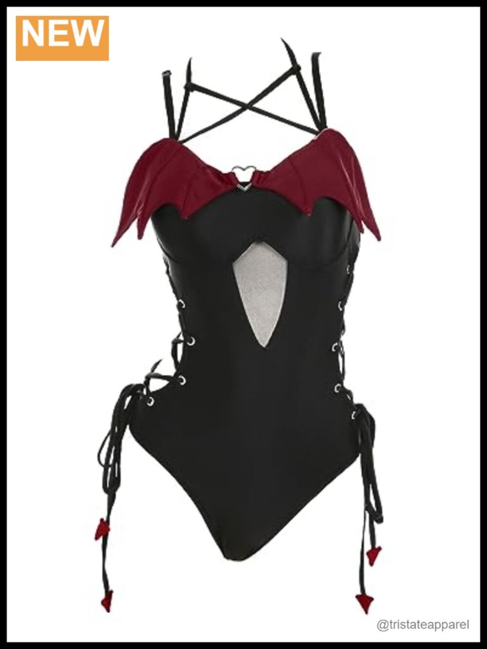 Women's One Piece Swimsuit Gothic Devil Wings Tummy Control Bathing Suit